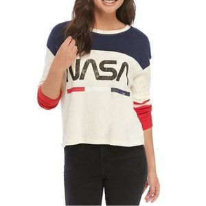 Crop Top Long Sleeve NASA Red White and Blue Size XL